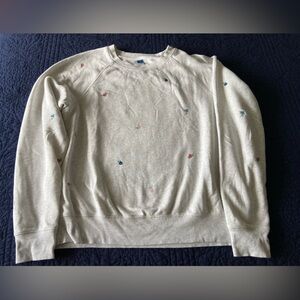 Old Navy Gray Sweatshirt with Embroidered flowers - size M Tall